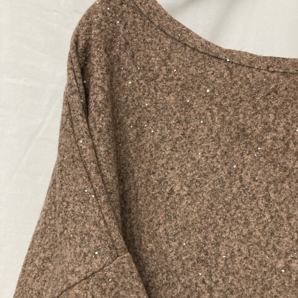 NWT GeeGee Women's Terra Cotta Sparkling Long Sleeve V-Neck Sweater - SZ 1X - Picture 7 of 11